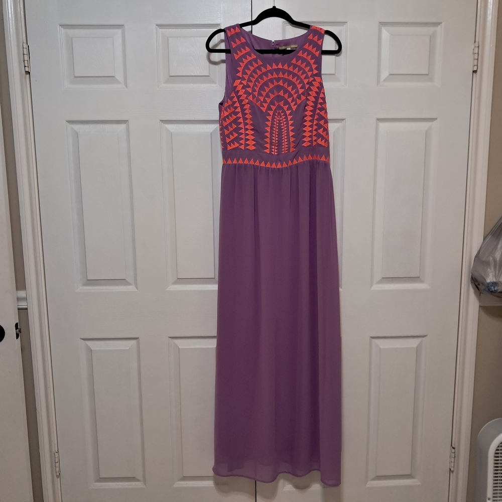Gianni Bini Vibrant Purple and Orange Maxi Dress